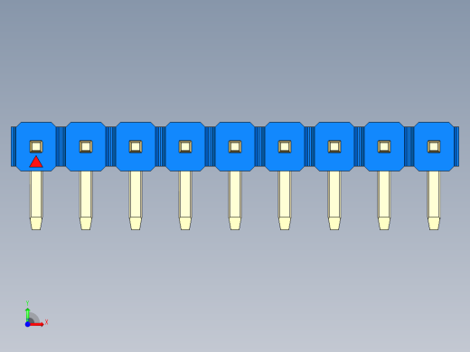 彩色公排针 100mil 2.54mm 系列-DS1022_blue_1x09p_100mil_TypeD_rev1.0前视缩略图