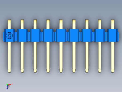 彩色公排针 100mil 2.54mm 系列-DS1022_blue_1x09p_100mil_TypeD_rev1.0俯视缩略图