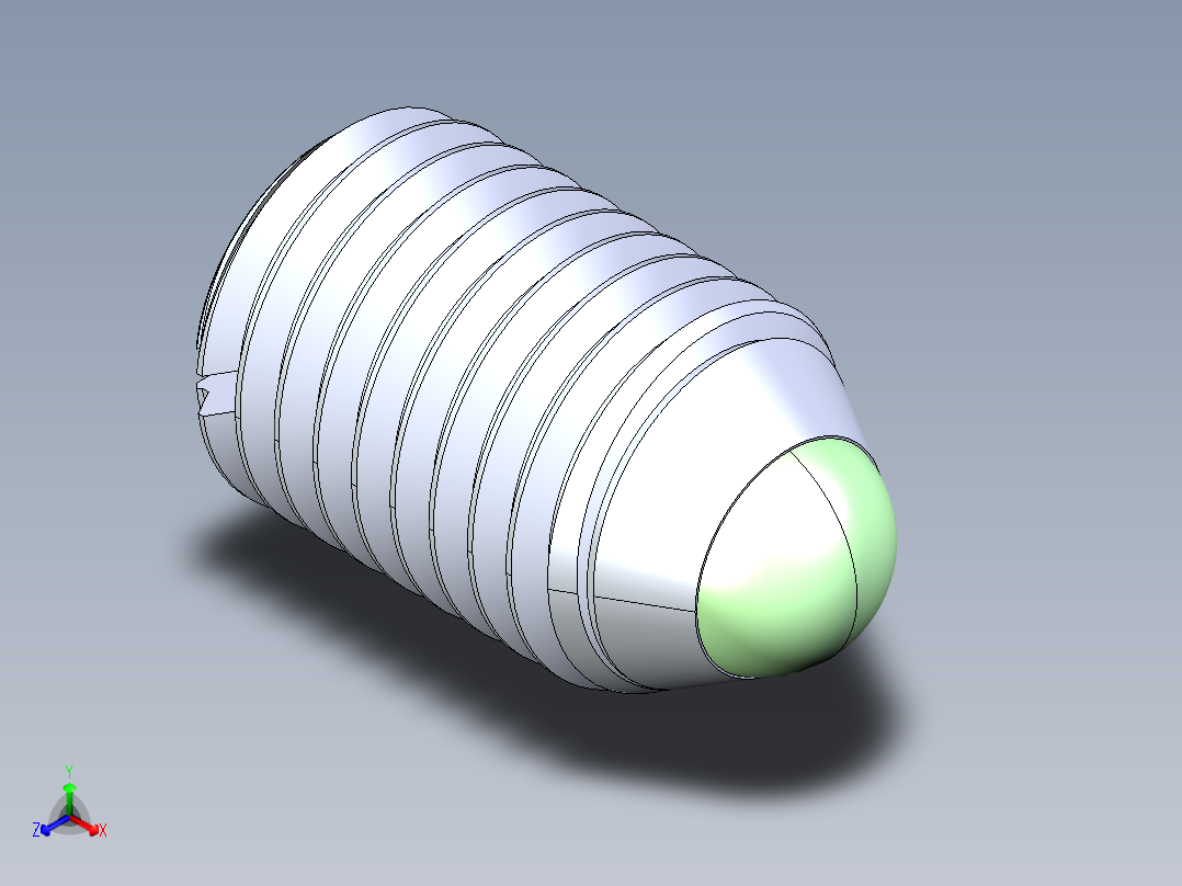 公制球形弹簧柱塞-DME SET SCREW SPRING BALL PLUNGER M16 x 24 .STEP正等轴测图