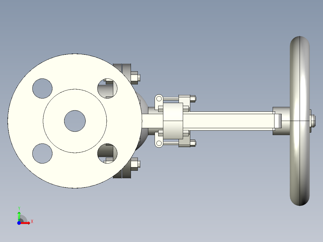手动阀门前视图