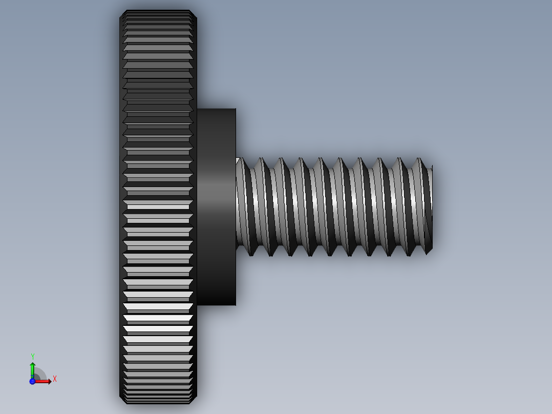 滚花旋钮-Knurled Knob 0.25x1.000x0.500.SLDPRT前视图