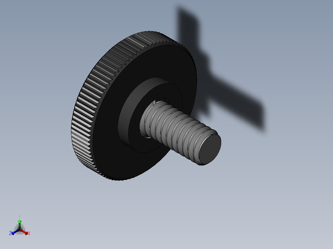 滚花旋钮-Knurled Knob 0.25x1.000x0.500.SLDPRT正等轴测图