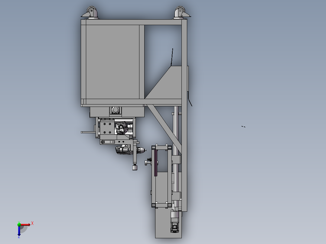 自动手枪钻钻木机3D模型俯视图