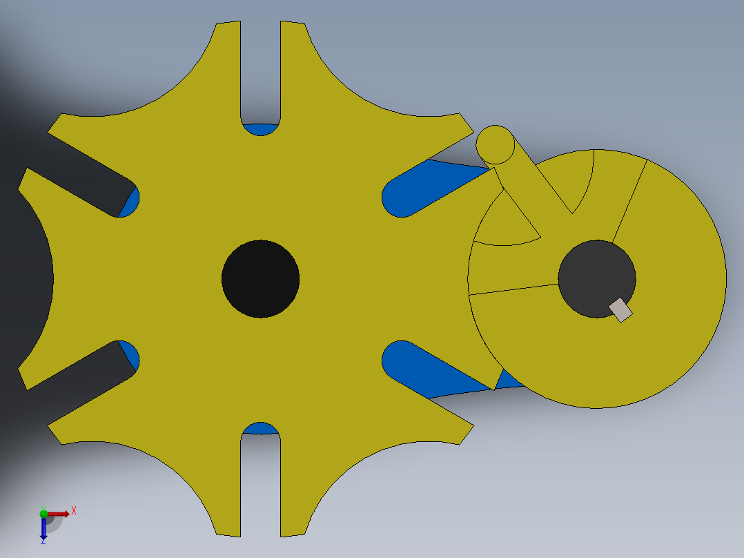 齿轮配合机制俯视图