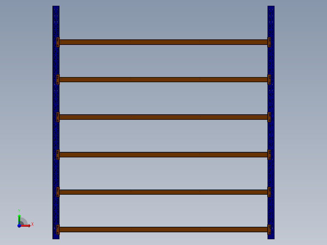 货架、五层轻型货架前视图