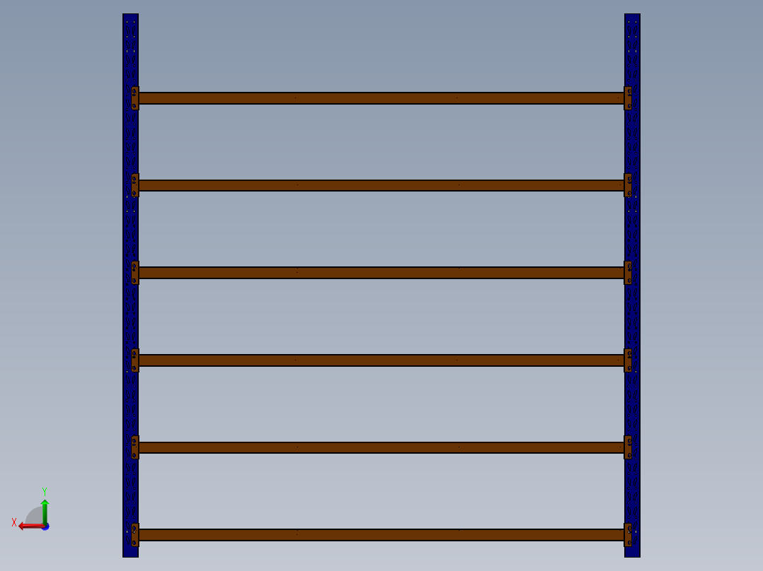 货架、五层轻型货架后视图