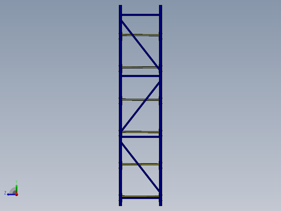 货架、五层轻型货架右视图