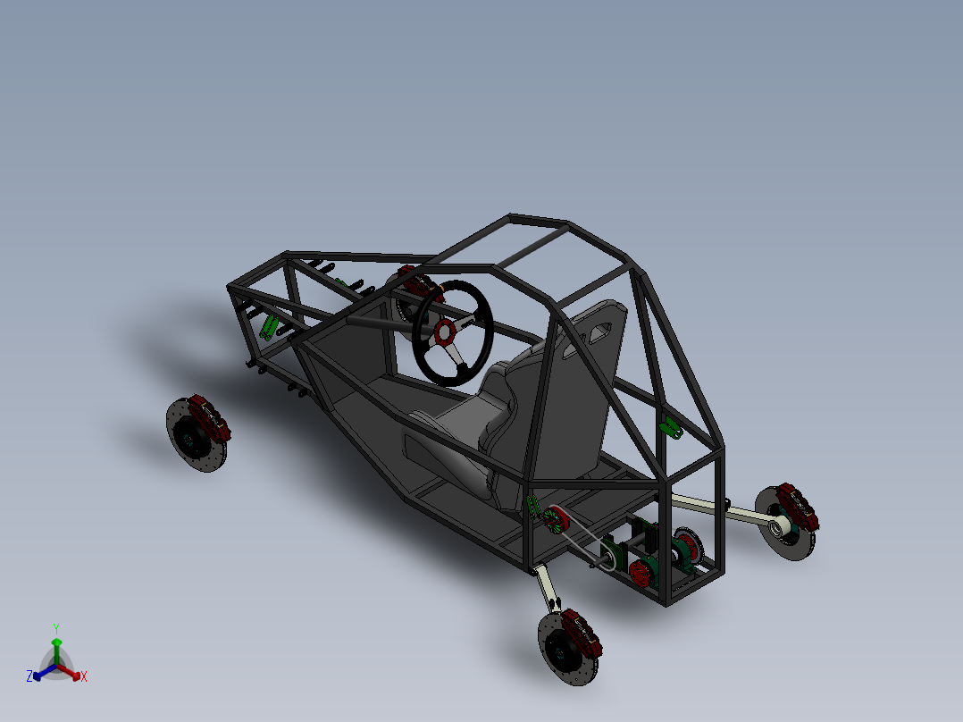 卡丁车 钢管车(42)正等轴测图