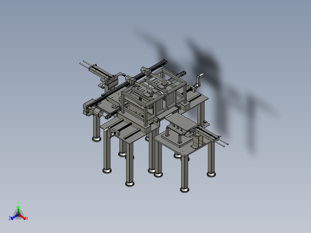 磨双面钢化玻璃磨边机正等轴测图