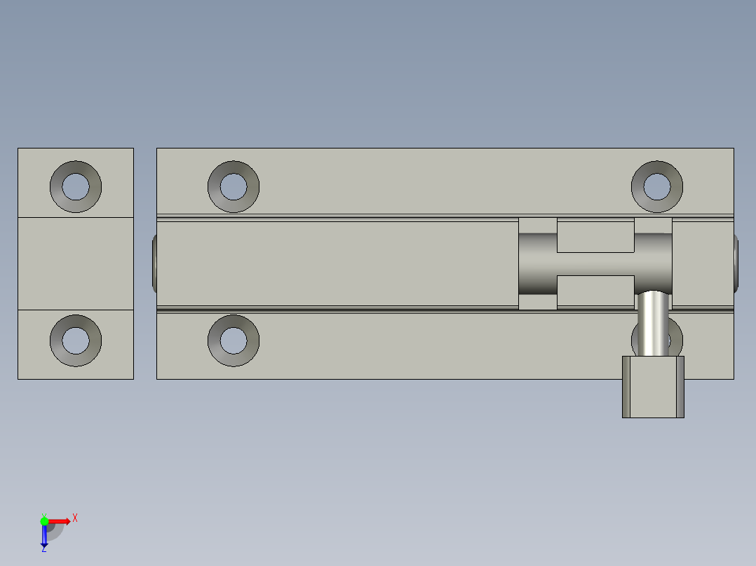 铝合金明插销俯视图