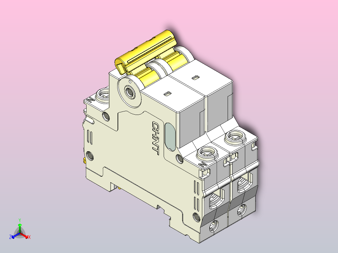 NBH-63 1P&amp;N小型断路器三维模型202404主视图