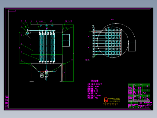 MCY-60脉冲除尘器总图+下箱体装配图