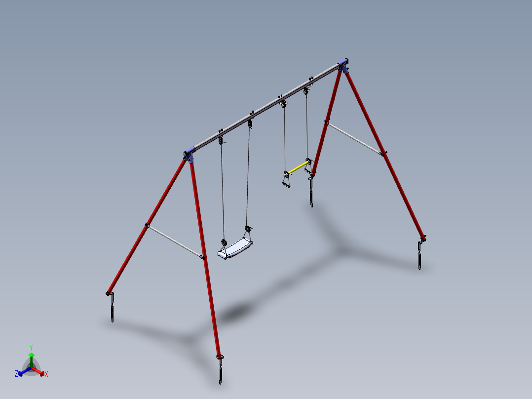 一款儿童用秋千正等轴测图