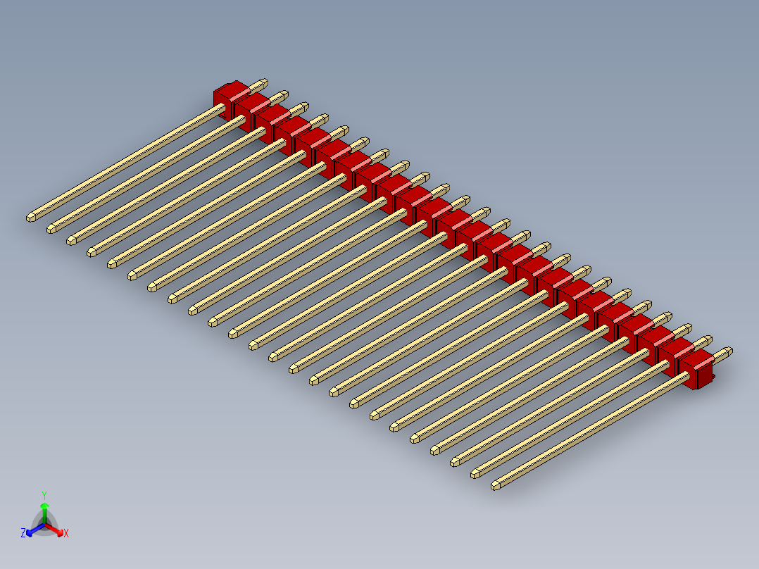 彩色公头100mil（2.54mm）系列-DS1021_red_1x24p_100mil_Type43_rev1.0主视图