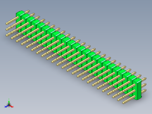 彩色公头100mil（2.54mm）系列-DS1021_green_3x24p_100mil_Type1_rev1.0正等轴测缩略图