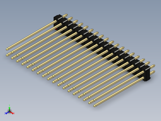 彩色公头100mil（2.54mm）系列-DS1021_black_2x18p_100mil_Type43_rev1.0正等轴测缩略图