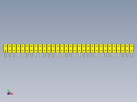 彩色公排针 100mil 2.54mm 系列-DS1022_yellow_2x30p_100mil_TypeD_rev1.0前视缩略图