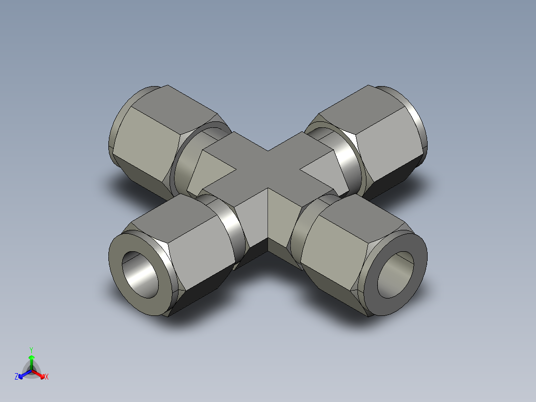 卡套式工业通用硬管接头8_kbu-s正等轴测图