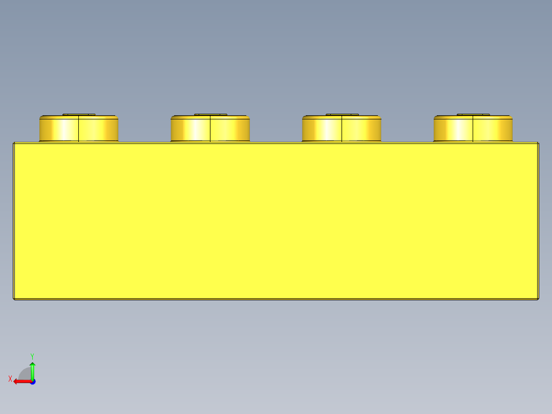 乐高套装 4421基本积木-300124 Bright Yellow Brick 2 x 4.STEP后视图