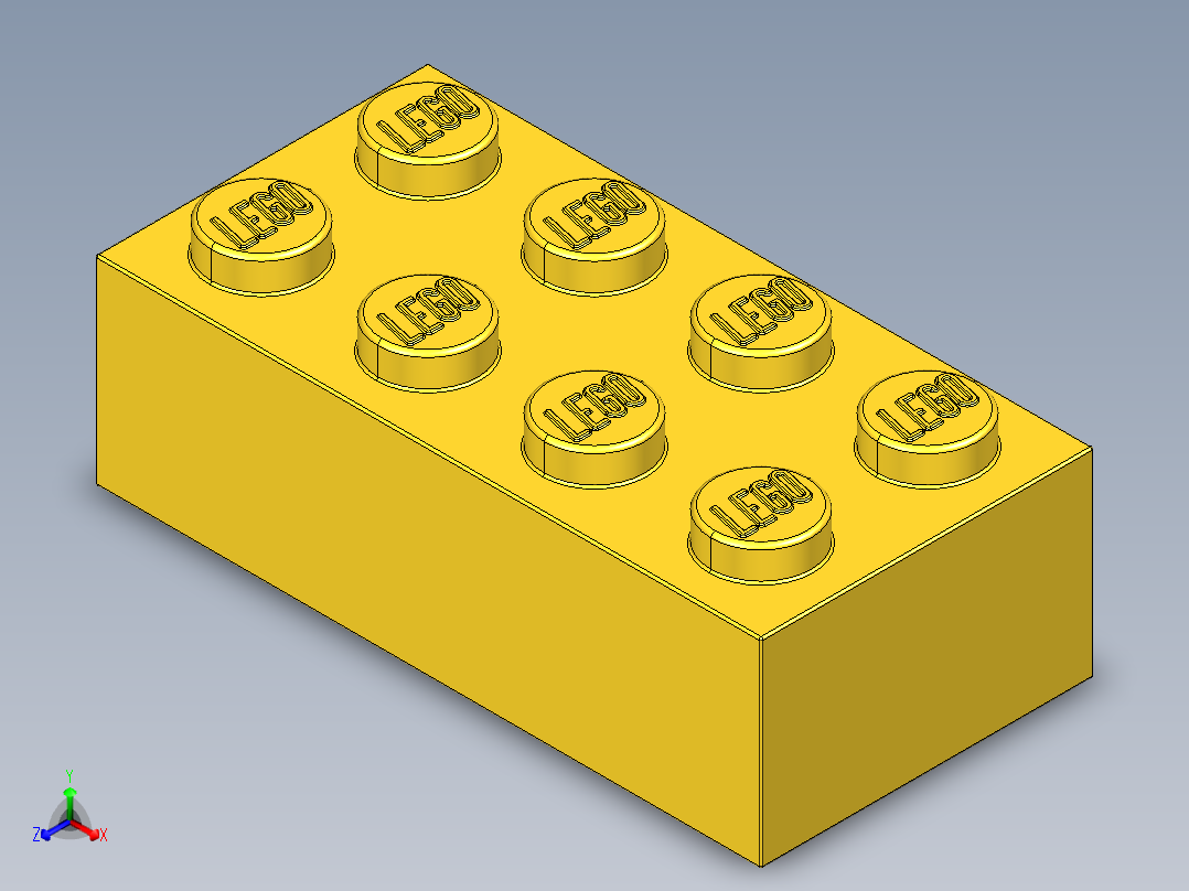 乐高套装 4421基本积木-300124 Bright Yellow Brick 2 x 4.STEP正等轴测图