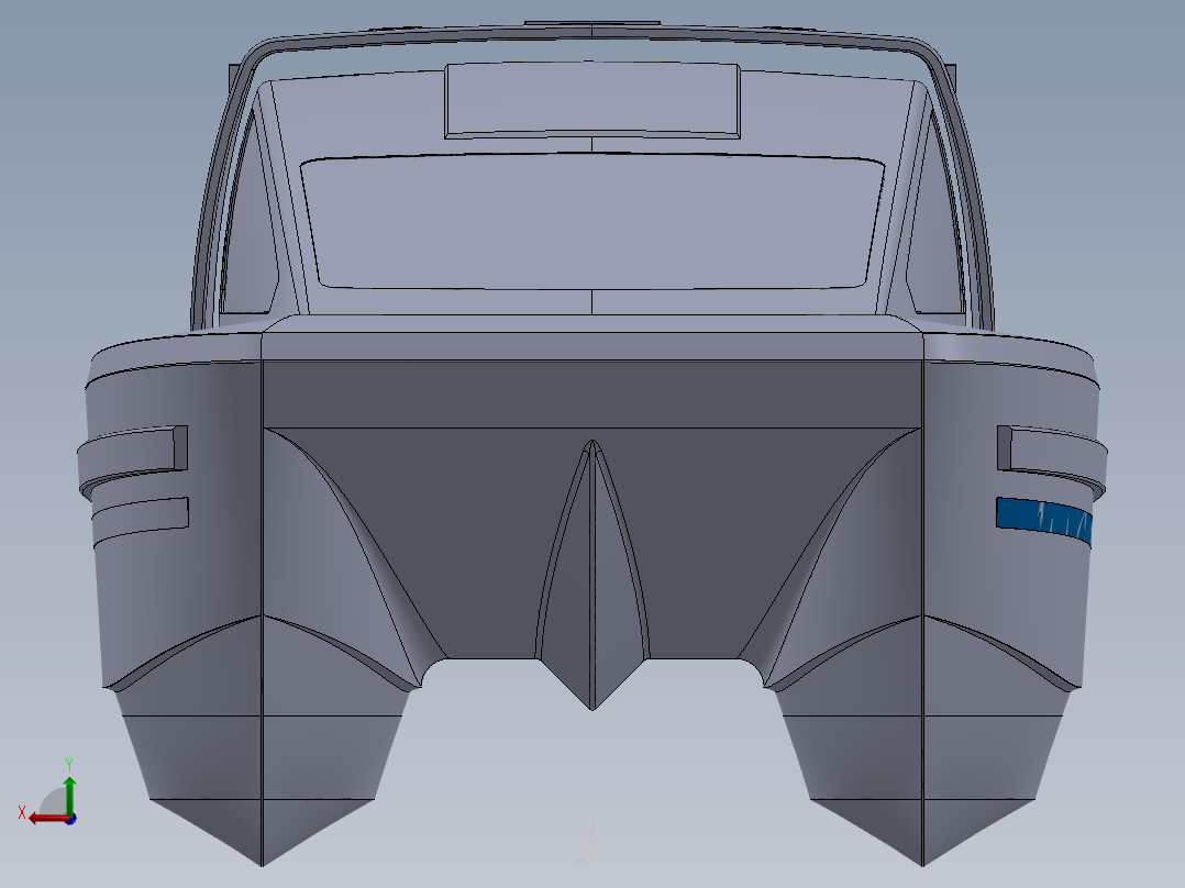 10米双体快艇简易模型后视图