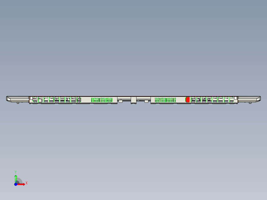 包胶金属电脑外壳铣HINGE侧孔程序模型前视图