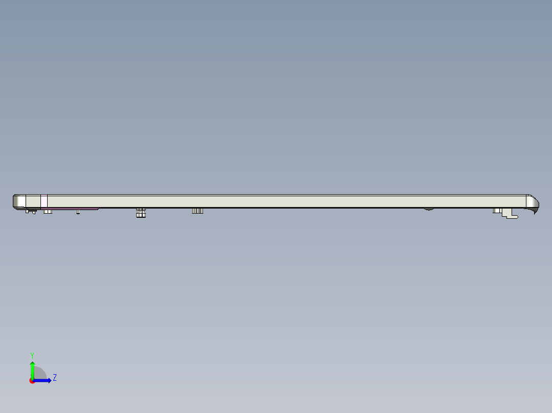 包胶金属电脑外壳铣HINGE侧孔程序模型左视图