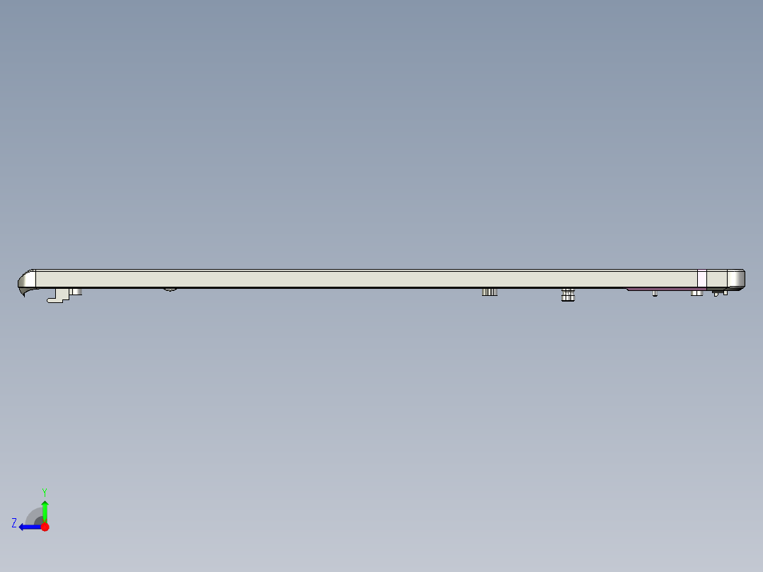 包胶金属电脑外壳铣HINGE侧孔程序模型右视图
