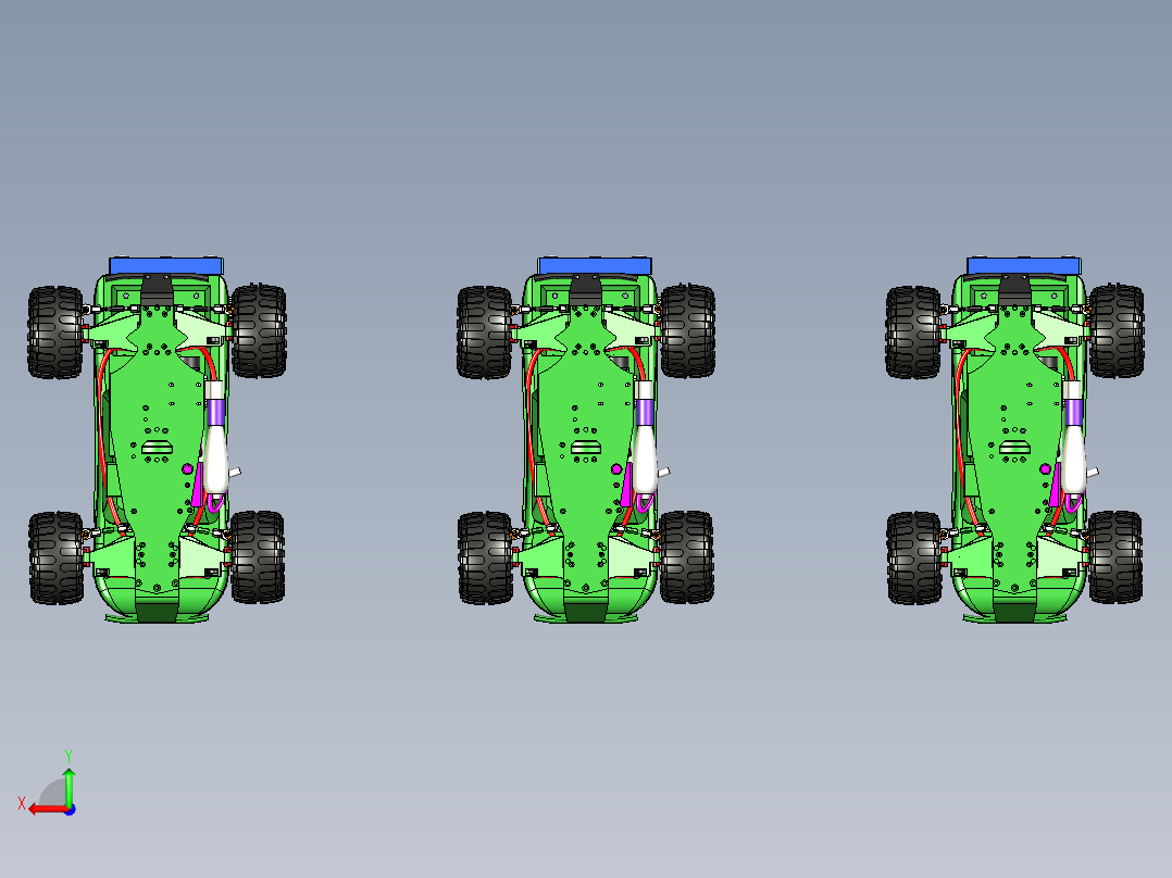 自主移动的复合越野玩具小车模型后视图