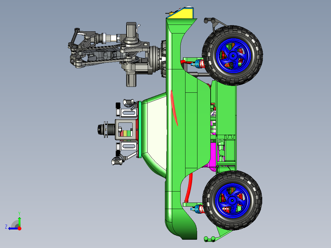 自主移动的复合越野玩具小车模型右视图