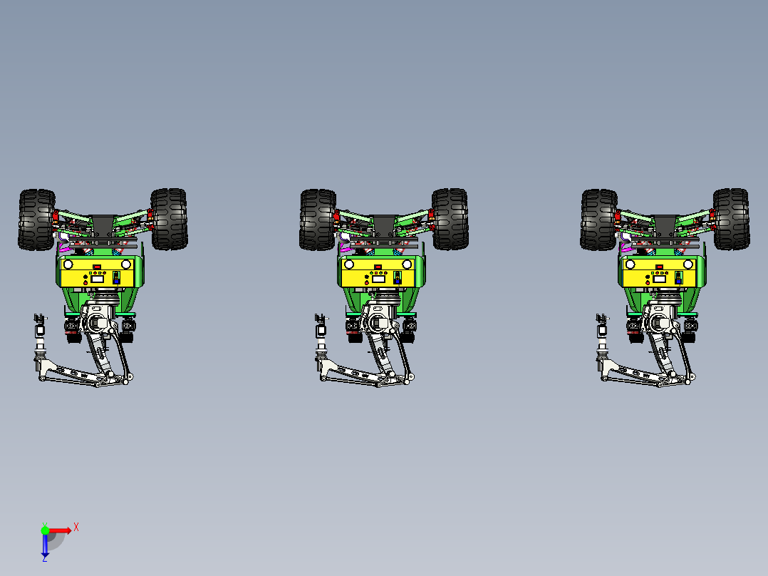 自主移动的复合越野玩具小车模型俯视图