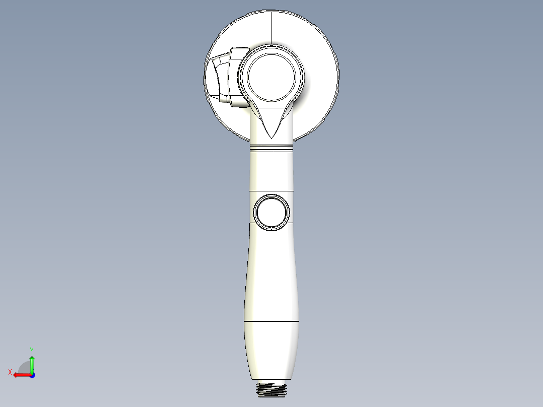 手持三挡增压可调流量360度旋转花洒后视图