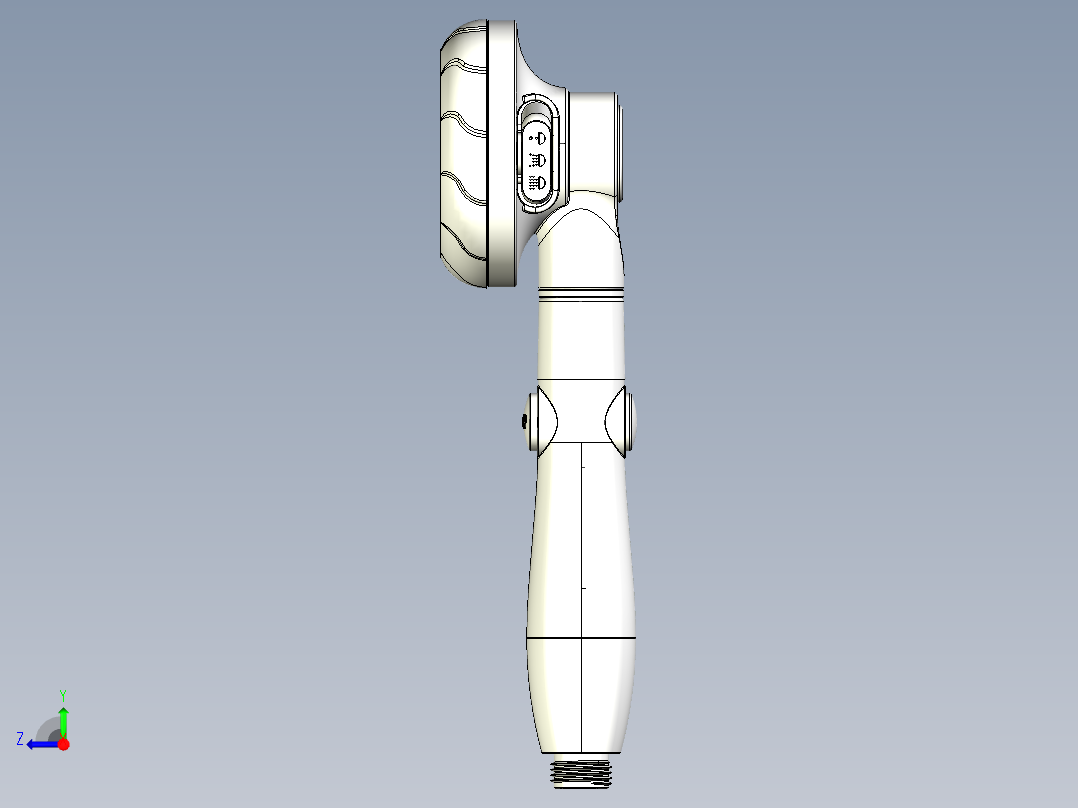 手持三挡增压可调流量360度旋转花洒右视图