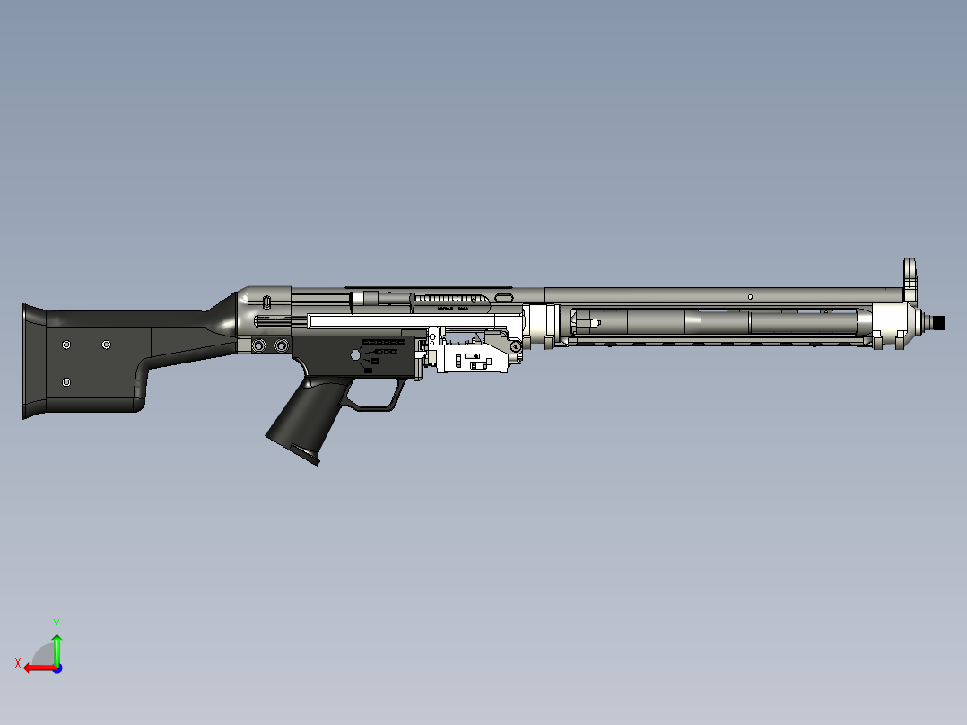手枪左轮冲锋枪老式狙击步枪设计3D图纸hk21e-belt-fed-machine-gun-1 6 IGS后视图