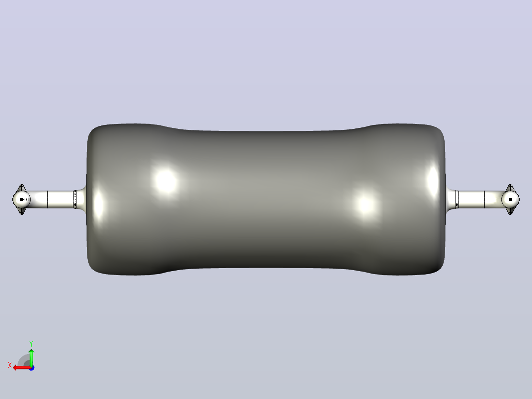 通孔电源线绕电阻器3D模型。两种垂直放置的型号门柱型和柳叶刀型。柳叶刀形支架使接头和PCB发热最小。此外，蒸发改善了向空气的传热后视图