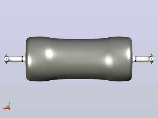 通孔电源线绕电阻器3D模型。两种垂直放置的型号门柱型和柳叶刀型。柳叶刀形支架使接头和PCB发热最小。此外，蒸发改善了向空气的传热后视缩略图