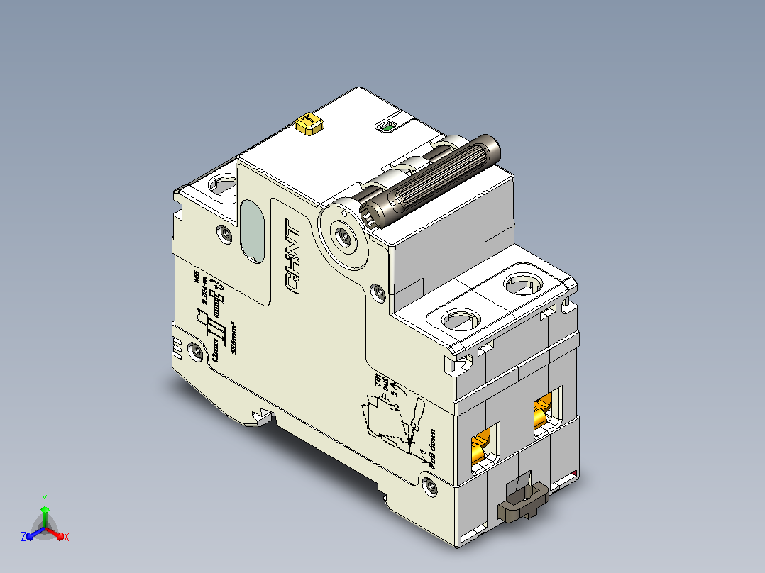 NB5L-40M_2P剩余电流动作断路器三维模型202307正等轴测图