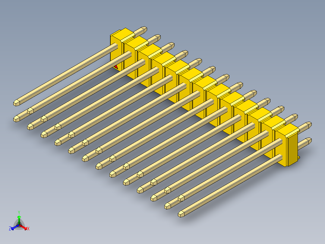 彩色公头100mil（2.54mm）系列-DS1021_yellow_2x13p_100mil_Type19_rev1.0主视图