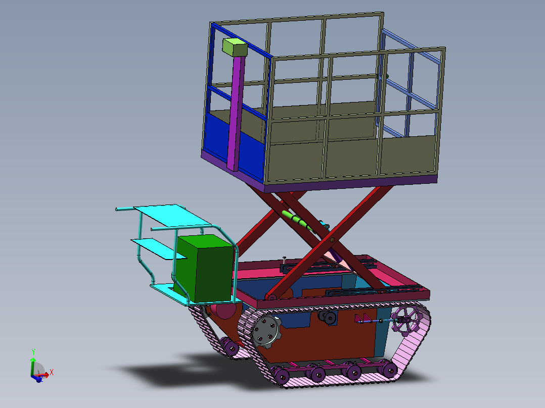 果园采摘平台-履带式行走采摘平台三维