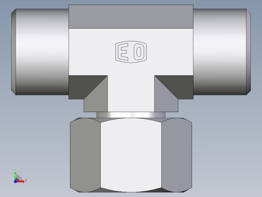 卡套式工业通用硬管接头EO_Swivel_nut_branch_tee_ET10SOMD71前视缩略图
