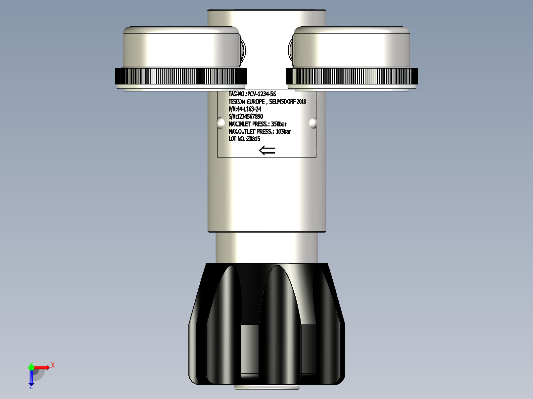 TESCOM 44-1100系列压力调节器控制俯视图