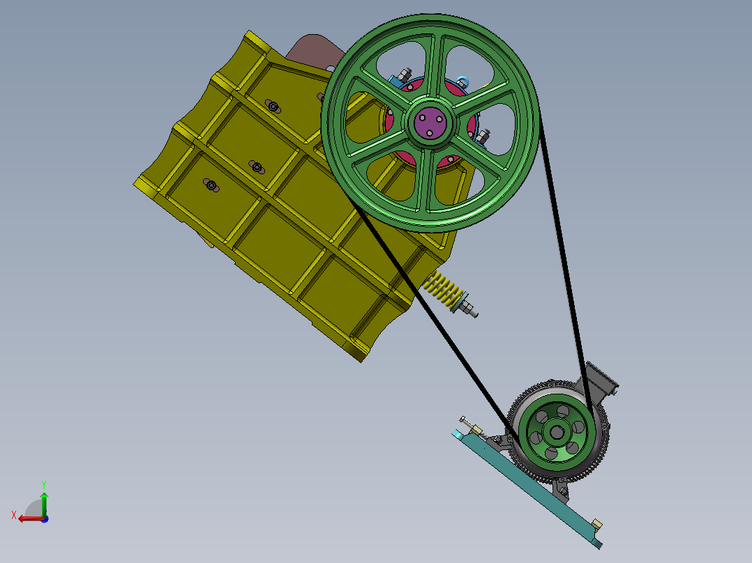 PE400×600复摆颚式破碎机的设计后视图