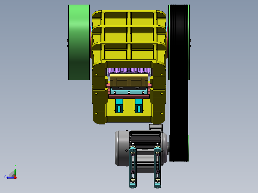 PE400×600复摆颚式破碎机的设计右视图