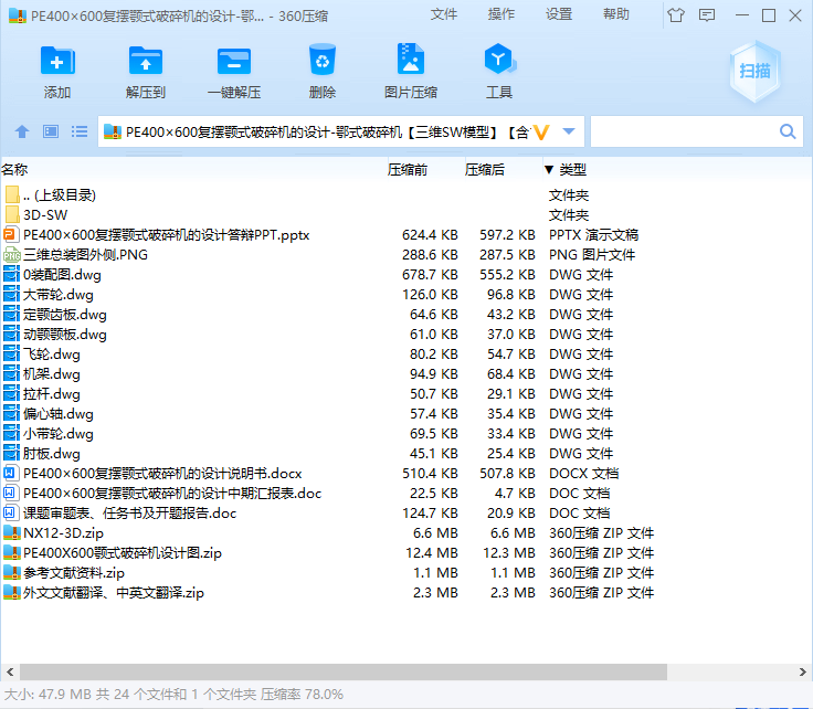 PE400×600复摆颚式破碎机的设计