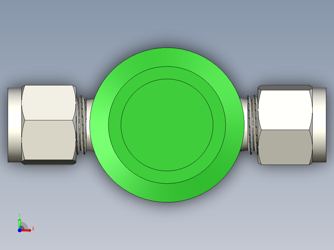 不锈钢高流量计量阀，6毫米世伟洛克管接头前视图