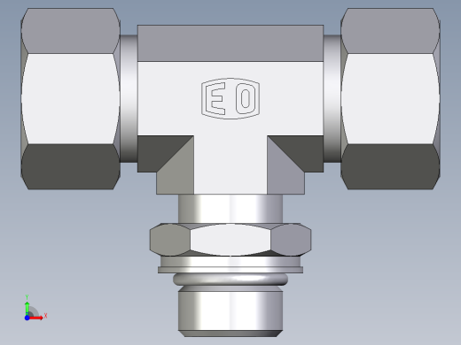 卡套式工业通用硬管接头EO_Adjustable_locknut_branch_tee_TEE15LMORCF前视缩略图