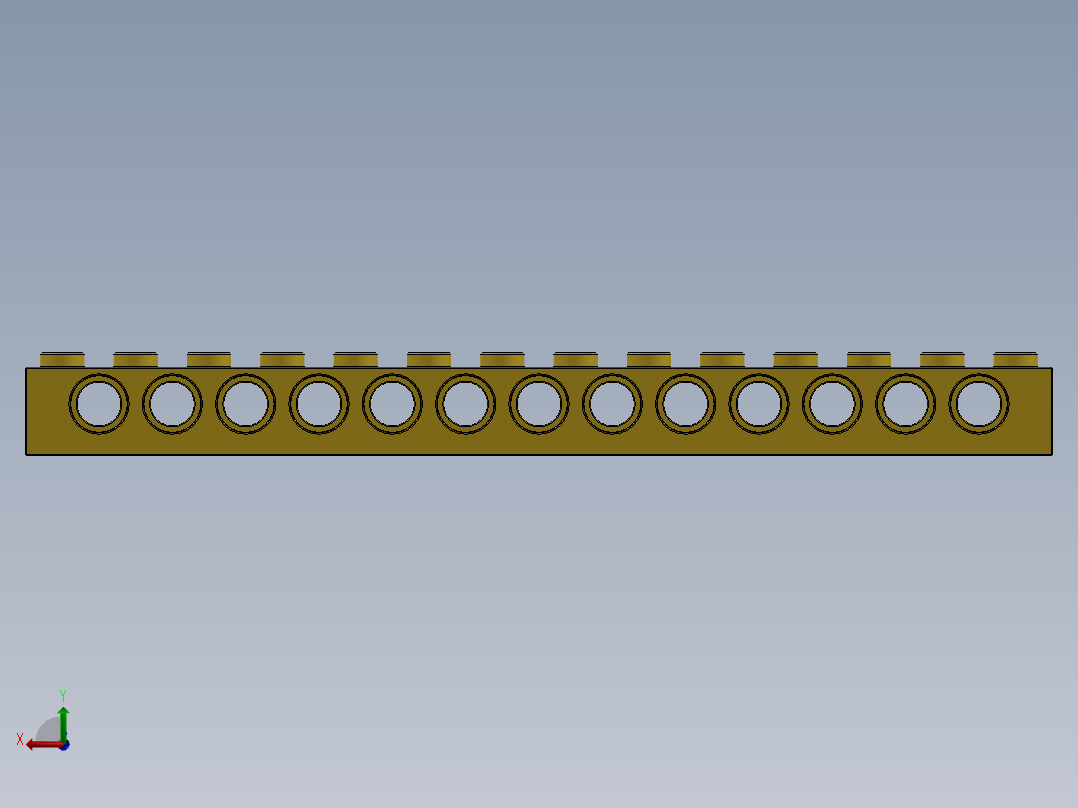 乐高机械组积木（横梁）-4195727 - 4544376 - 4655571 - 32018 Yellow Technic Brick 1 x 14 with Holes后视图