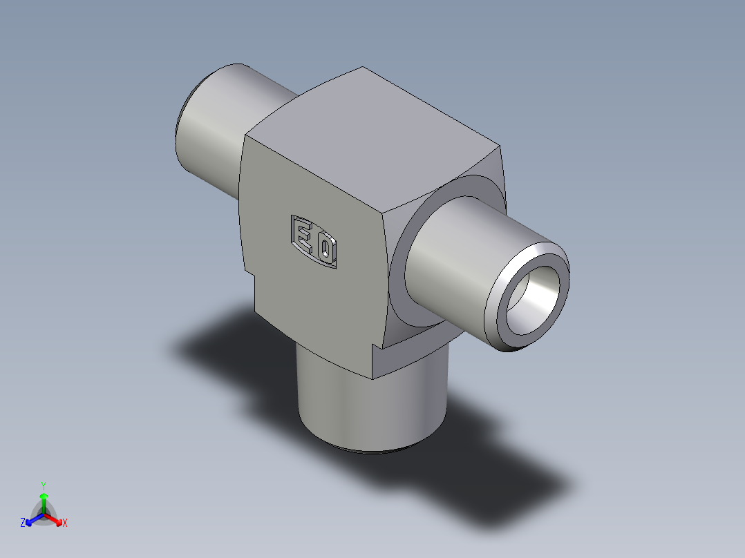 卡套式工业通用硬管接头EO_Male_stud_run_tee_TE04LLRCFX主视图