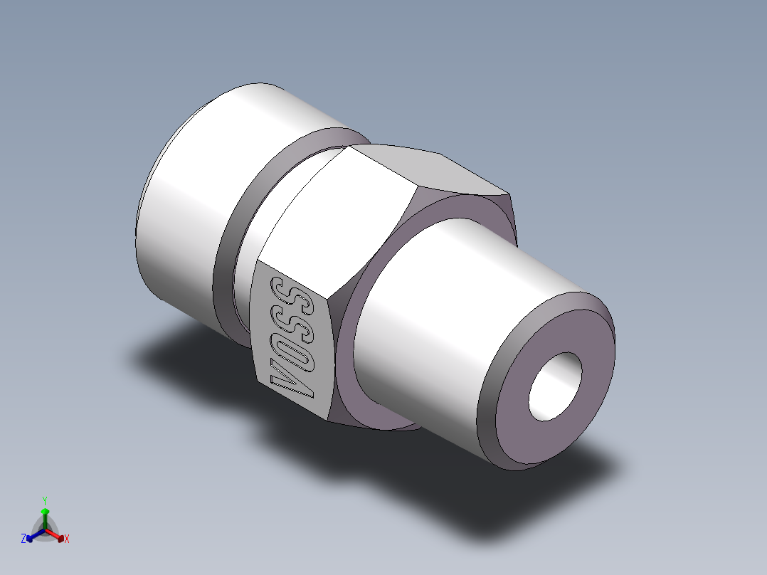 英制锥管螺纹直接头、1DT-16-04SP正等轴测图