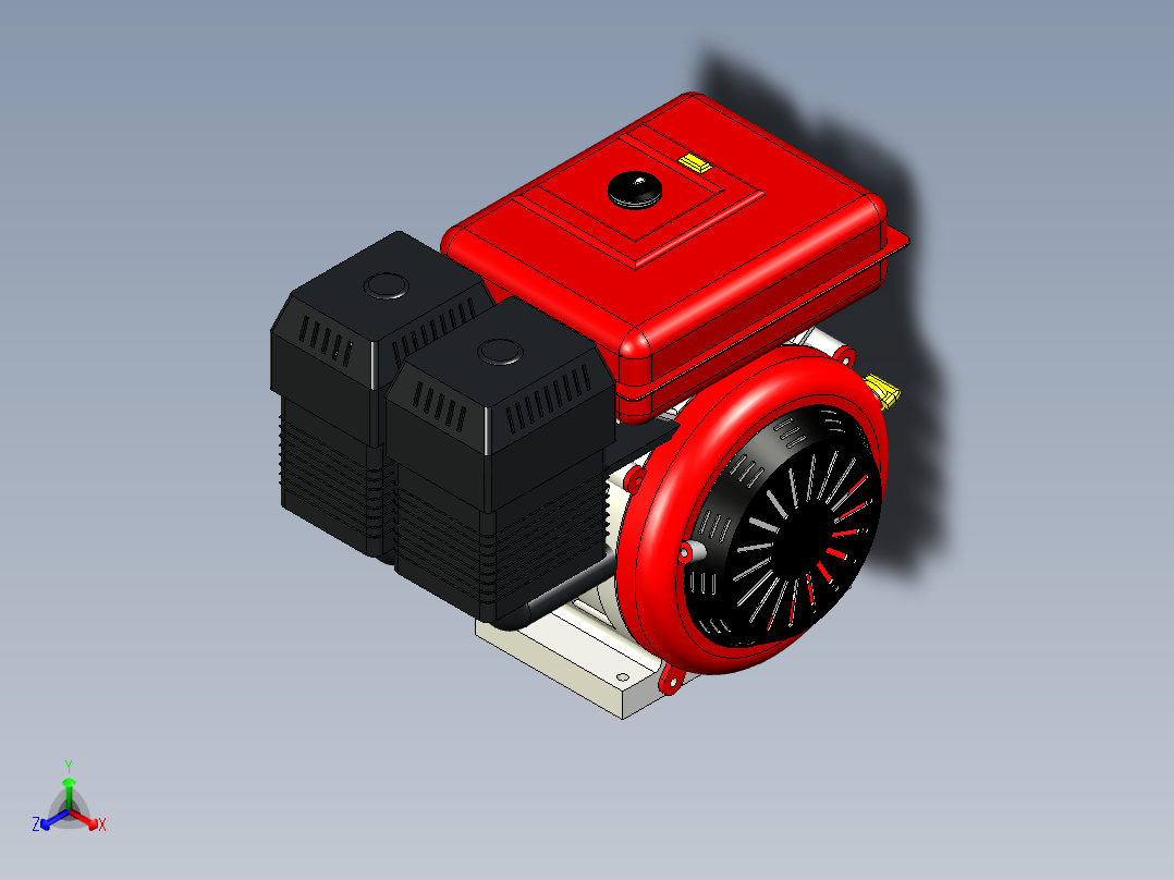 小型汽油发动机170F20模型正等轴测图